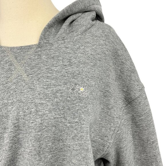 For Love and Lemons Josie Gray Hoody Crop Hoodie Sweatshirt Size M Pullover - Picture 3 of 11